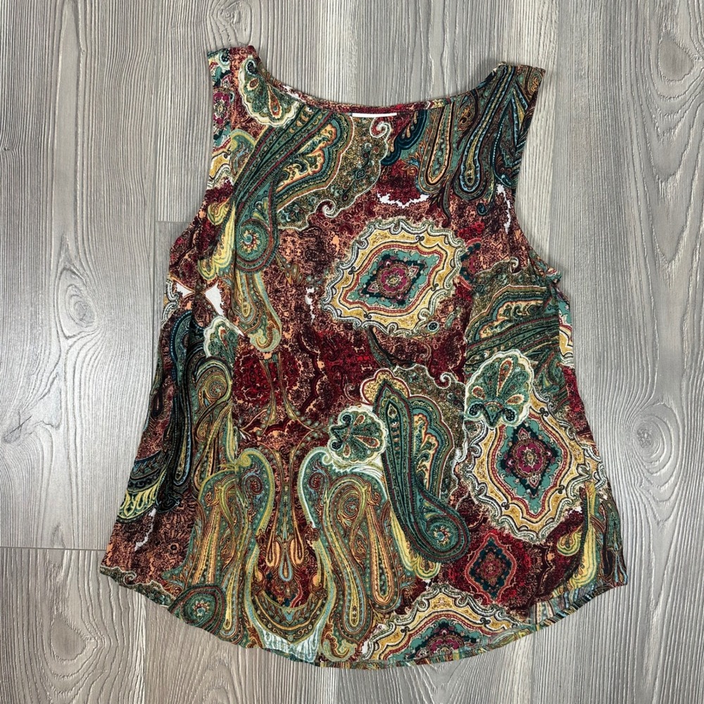 J.‎ Jill Colorful Paisley Print Boho Flowy Tank Top - SIZE S Petite Fall Artsy